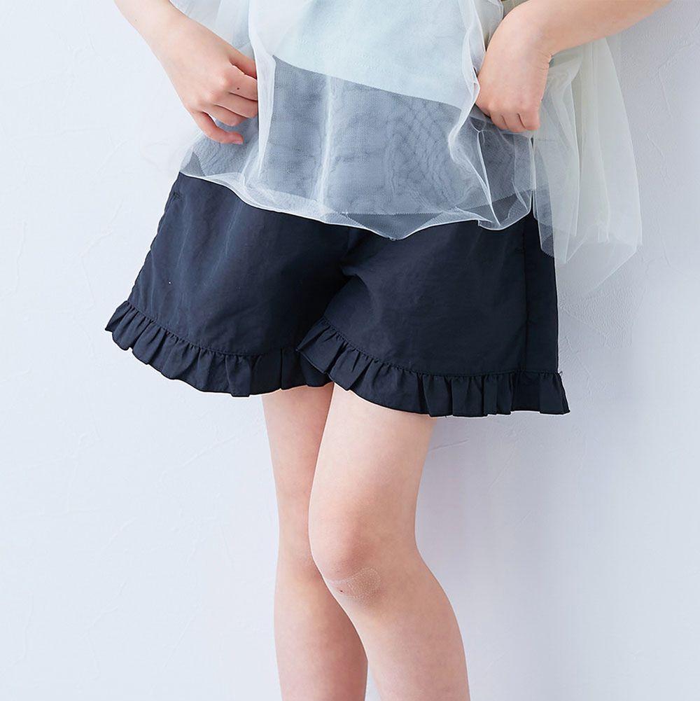 水陸二用 可愛荷葉邊玩水短褲-黑