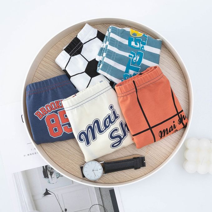 小 pipi - 純棉兒童四角平口內褲5件組_男童-運動男孩