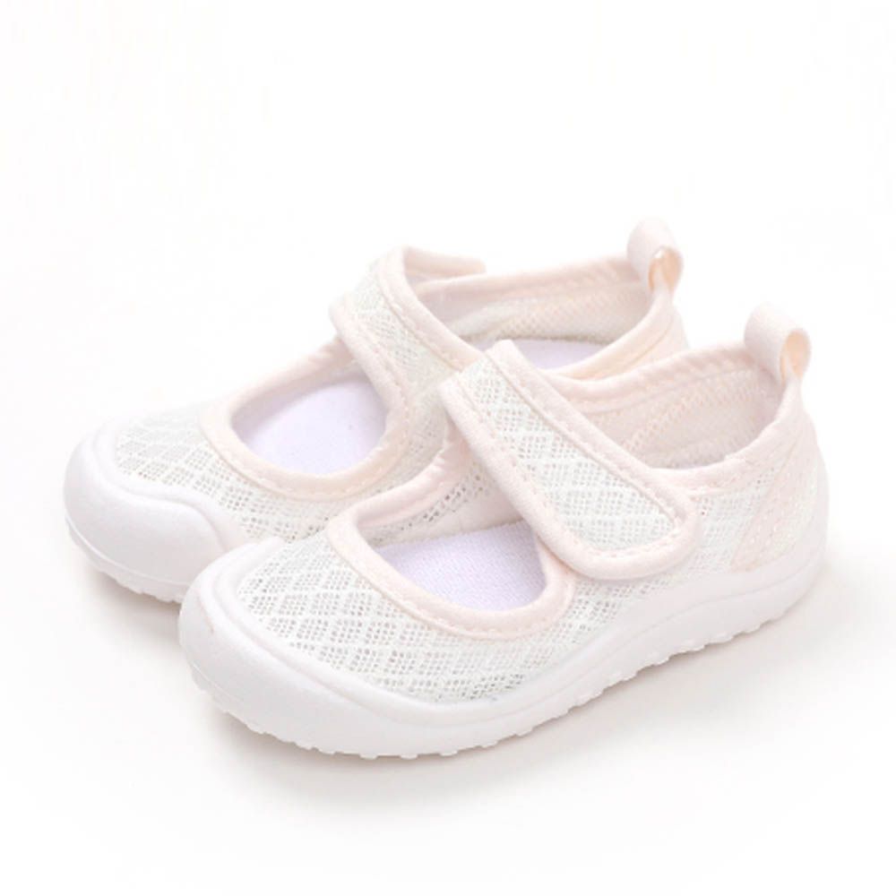 網眼透氣兒童室內鞋/休閒鞋-白
