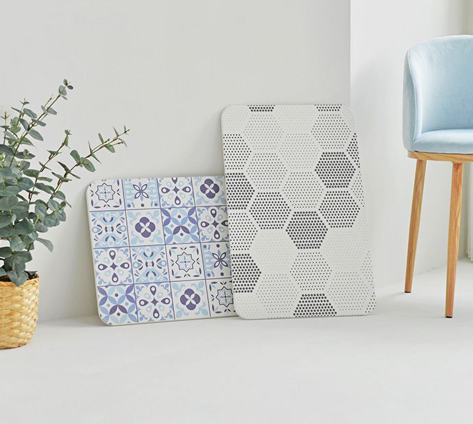 家窩 - MIT 峇斯克印花防霉速乾珪藻土地墊(39x60cm)-4色可選-藍調花磚