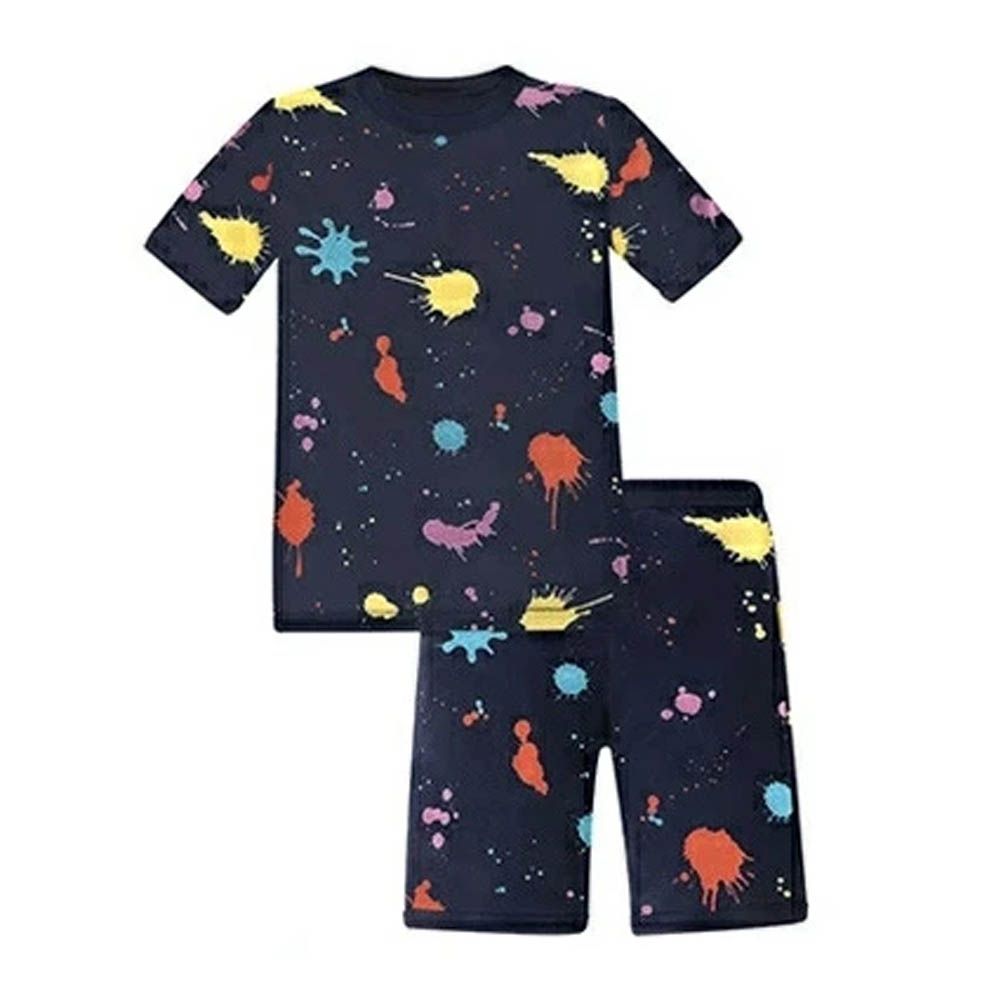 100%棉 舒適短袖睡衣/家居服-潑墨-深藍