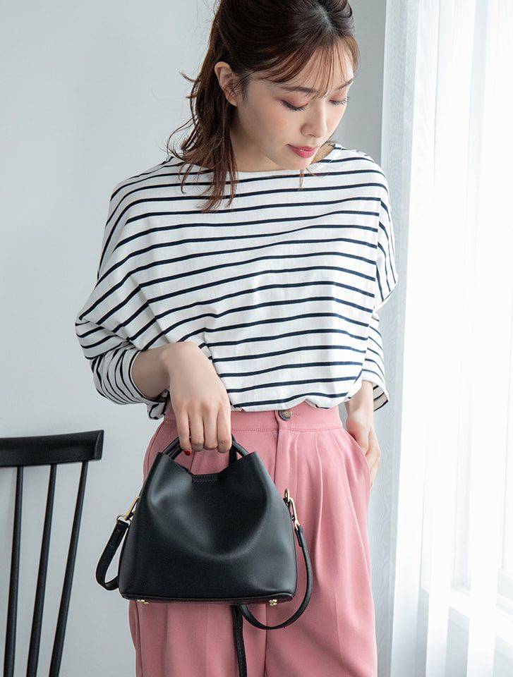 日本 fifth - 2way造型小水桶包/側背包/手提包-黑