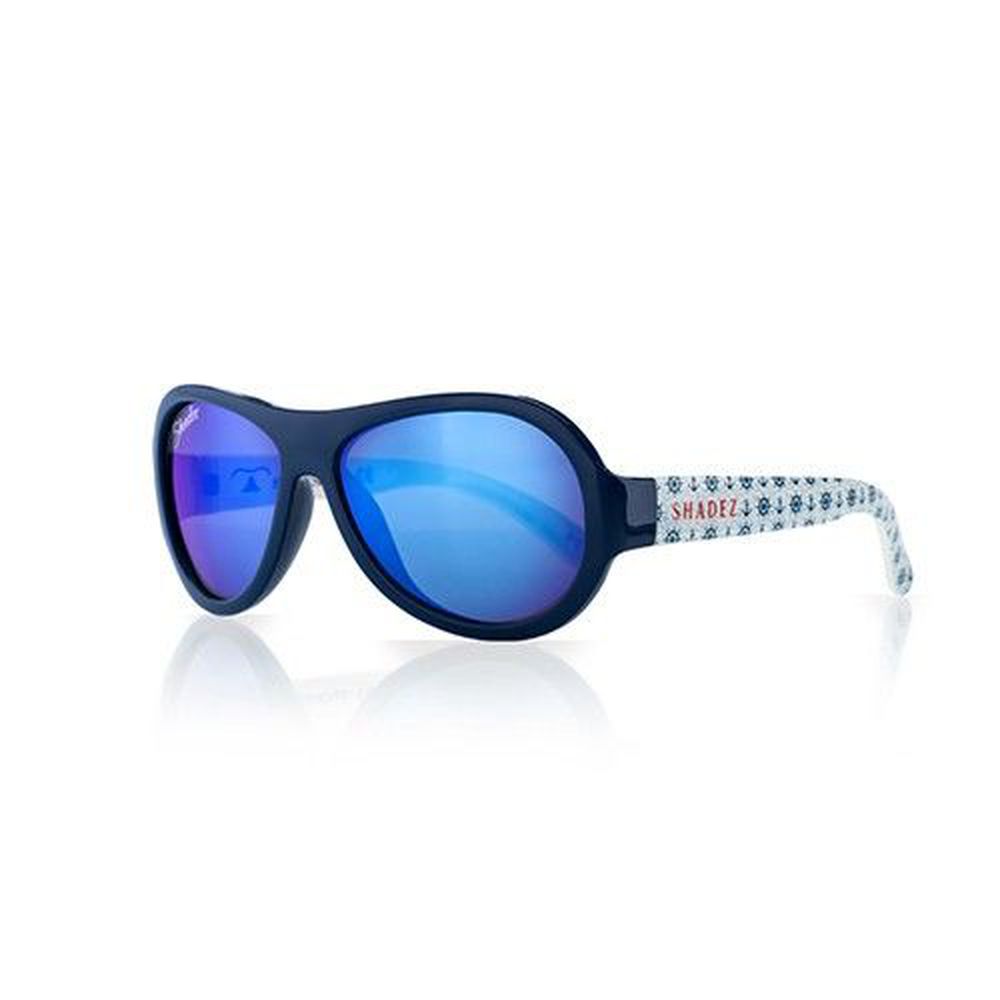 SHADEZ - 可彎折嬰幼兒時尚太陽眼鏡-藍白船錨 (3Y~7Y)