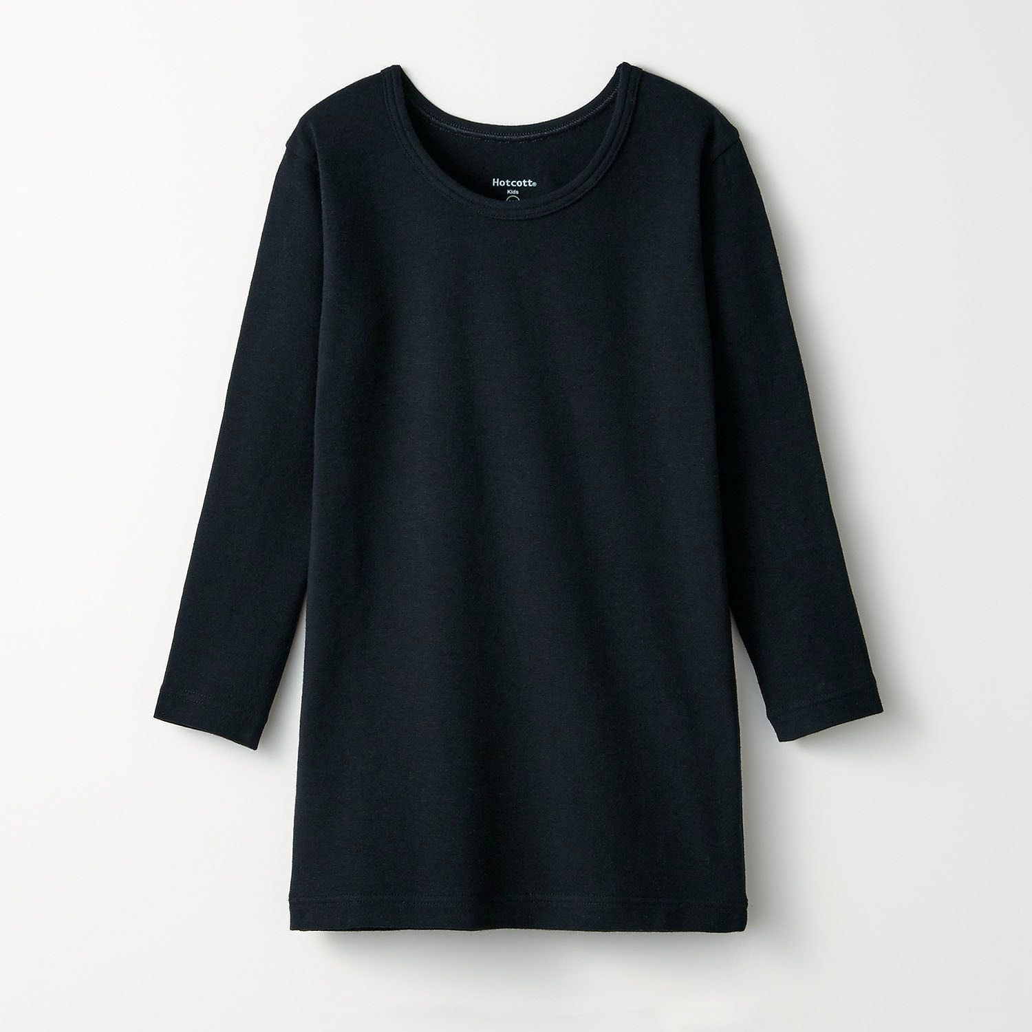 日本千趣會 - 95%棉 兒童圓領九分袖發熱衣-灰白條紋