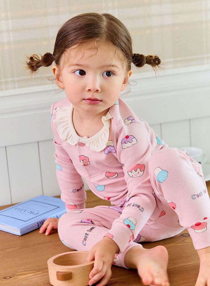 韓國 Cordi-i - 桃皮絨長袖家居服-美味甜點-粉