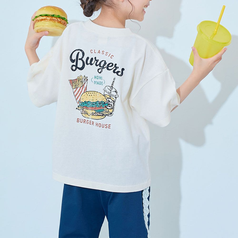 100%棉 定番印花短袖上衣-速食套餐-白