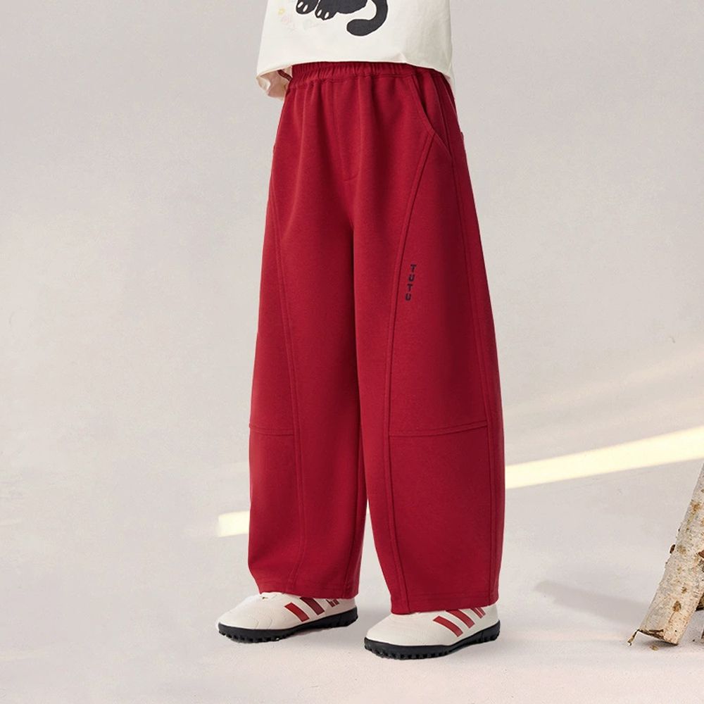 舒適百搭休閒長褲/彎刀褲-紅色