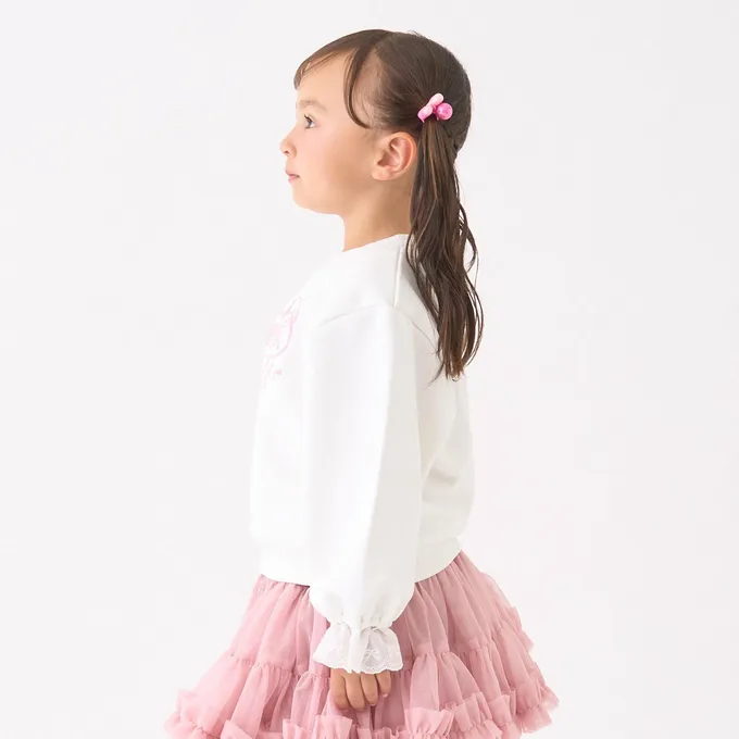 日本 Lycee mine - 可愛蕾絲袖口印花長袖上衣-紫