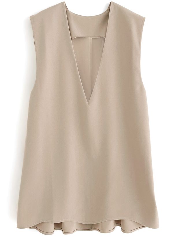 日本 GRL - 優雅V領無袖西裝背心-米杏 (F)