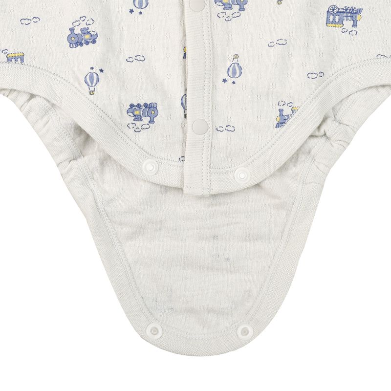 akachan honpo - 長袖前開式包屁衣-鬆軟棉-淺藍色