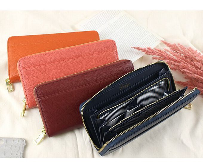 日本 LIZDAYS - [樂天No.1] 收納分層拉鍊真皮長夾-濃綠 (20x10.5x2.5cm)