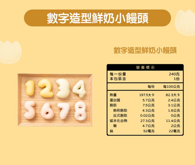 艾酷奇 - 數字造型鮮奶小饅頭-240g/包