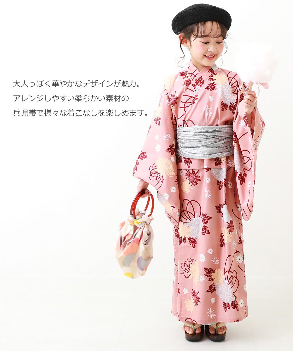 日本 devirock - 純棉夏日祭典花朵浴衣兵兒帶2件組-繽紛貝殼-藍綠