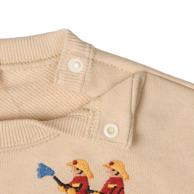 akachan honpo - 長袖鋪棉休閒上衣-拼接-淺卡其色