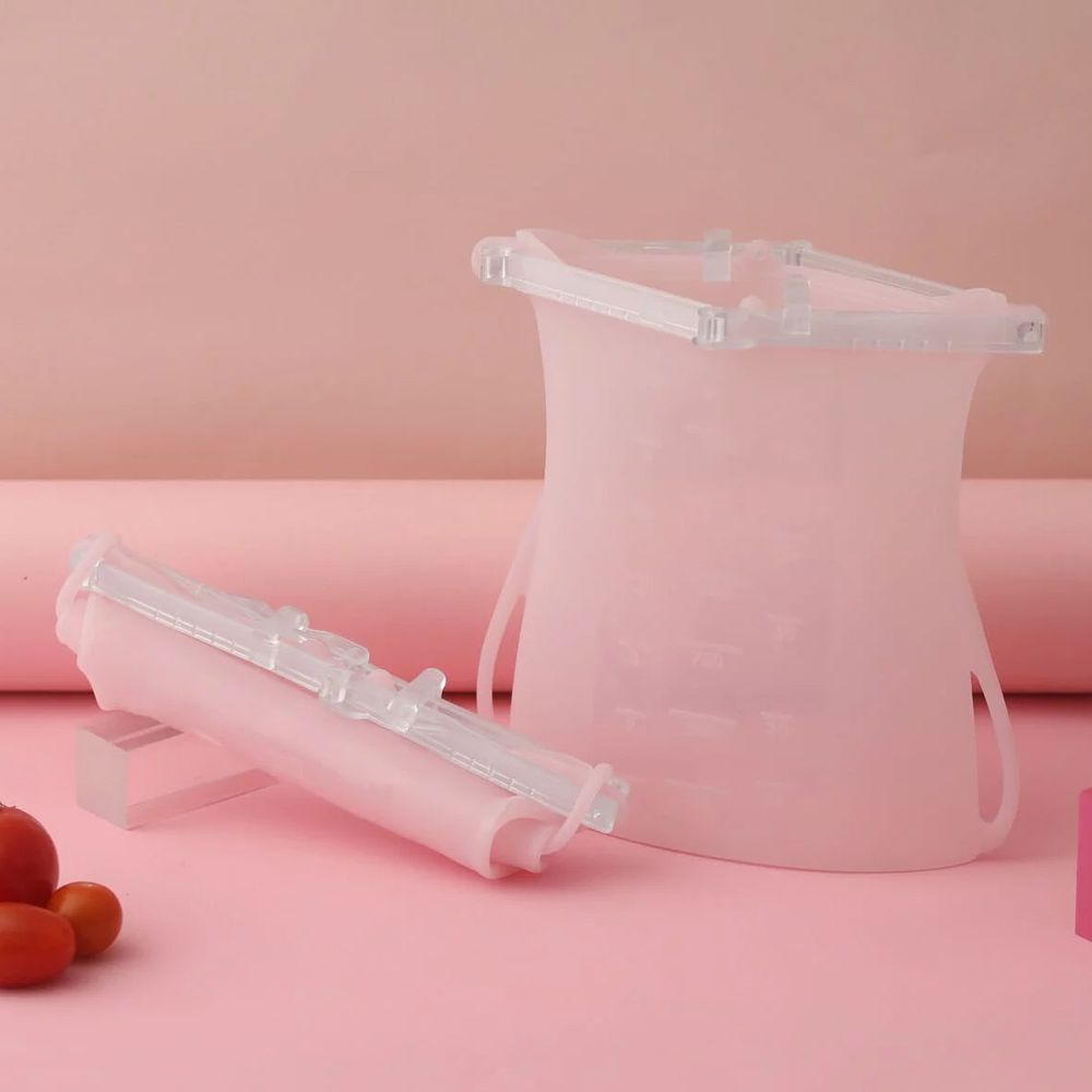 仁舟淨塑 - 矽密袋/食物袋/保鮮袋/舒肥袋 2.0版-蜜桃粉-1000ml