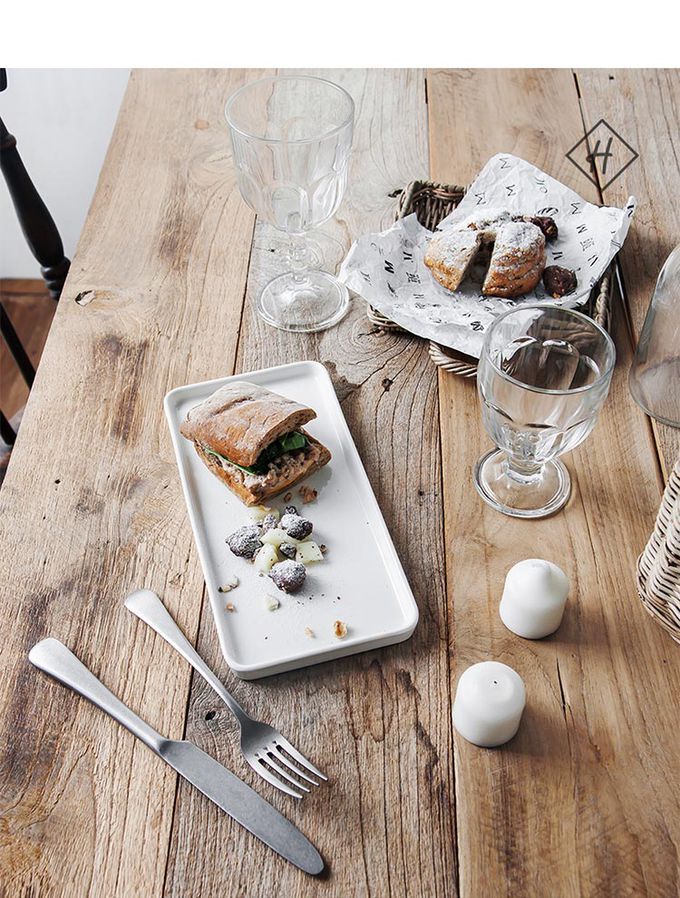 韓國 SSUEIM - LEED系列莫蘭迪陶瓷長方形淺盤Ｍ (白色)