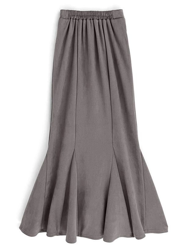 日本 GRL - 經典麂皮感修身魚尾裙-深灰