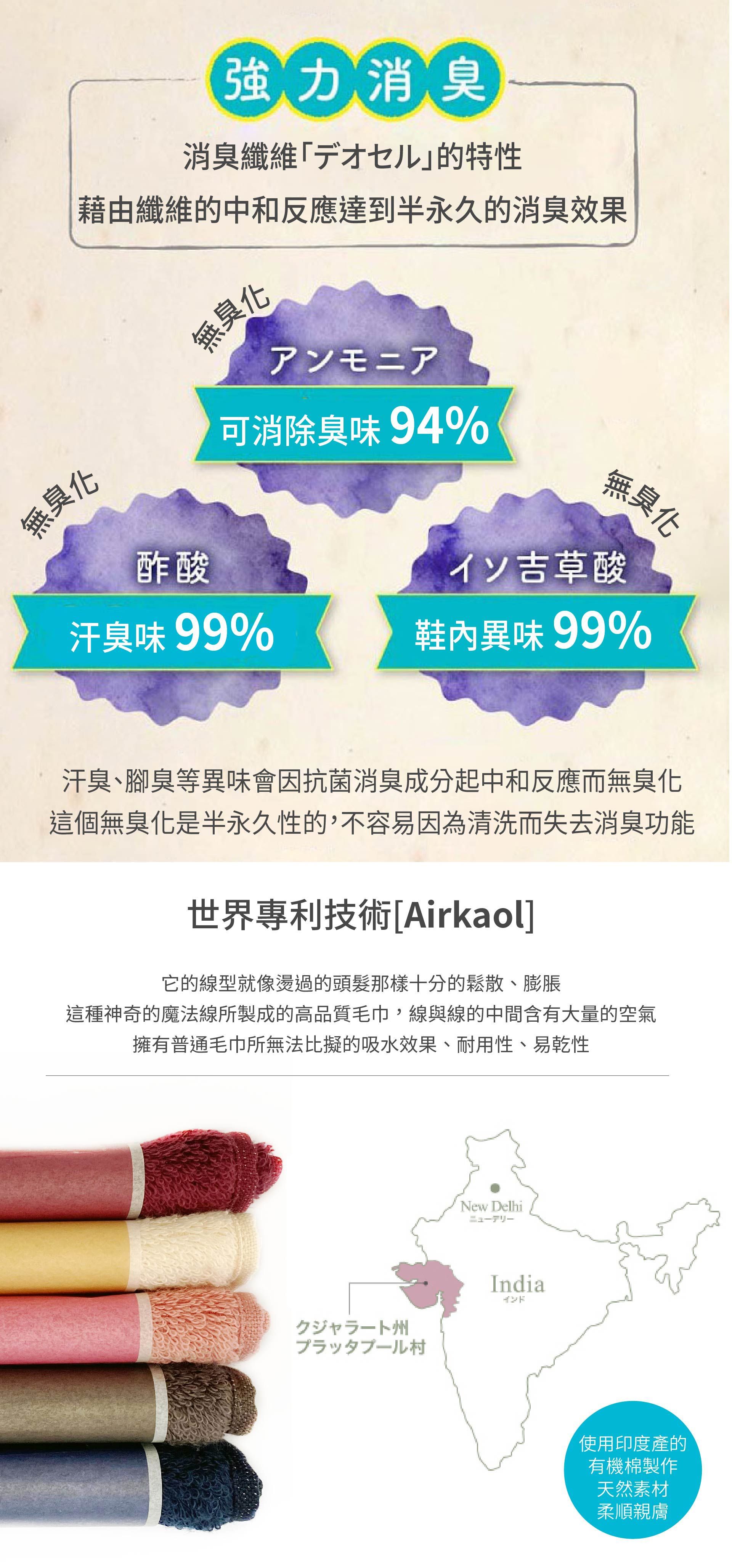 日本 Airkaol淺野 - 銀離子抗菌消臭小毛巾-32*14cm