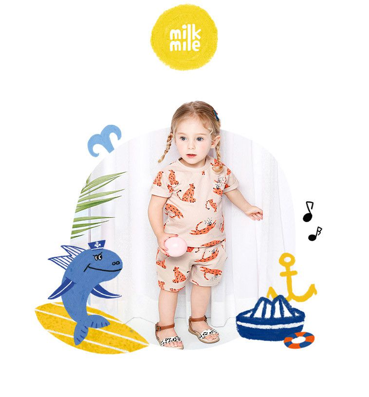 韓國 milk mile - 滿版花豹短袖套裝-灰藍