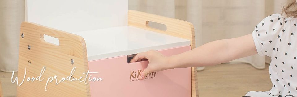 Kikimmy - 繽紛原木升降收納椅/兒童椅-天空藍