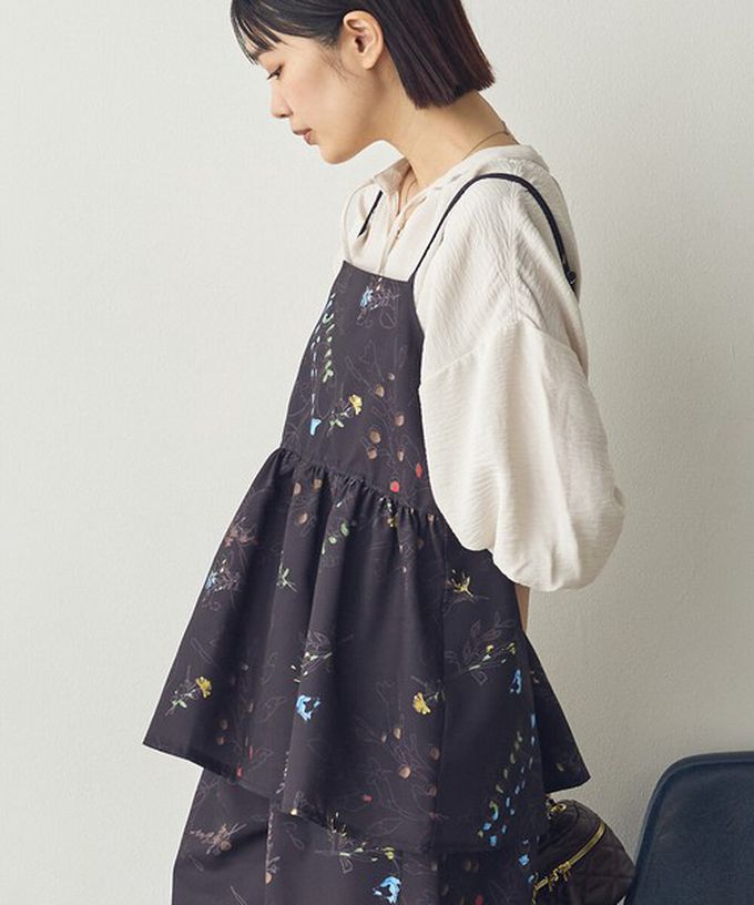 日本 Sans Souci 34+ - 優美花卉縮腰疊穿吊帶背心-白