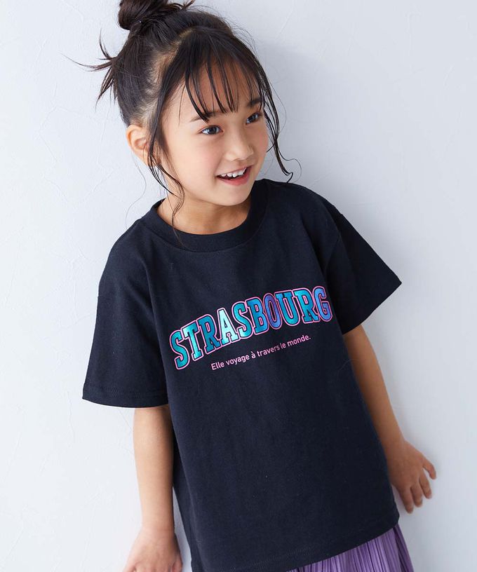 日本 devirock - 100%棉 閃亮金屬印花短袖上衣-銀色方塊-黑