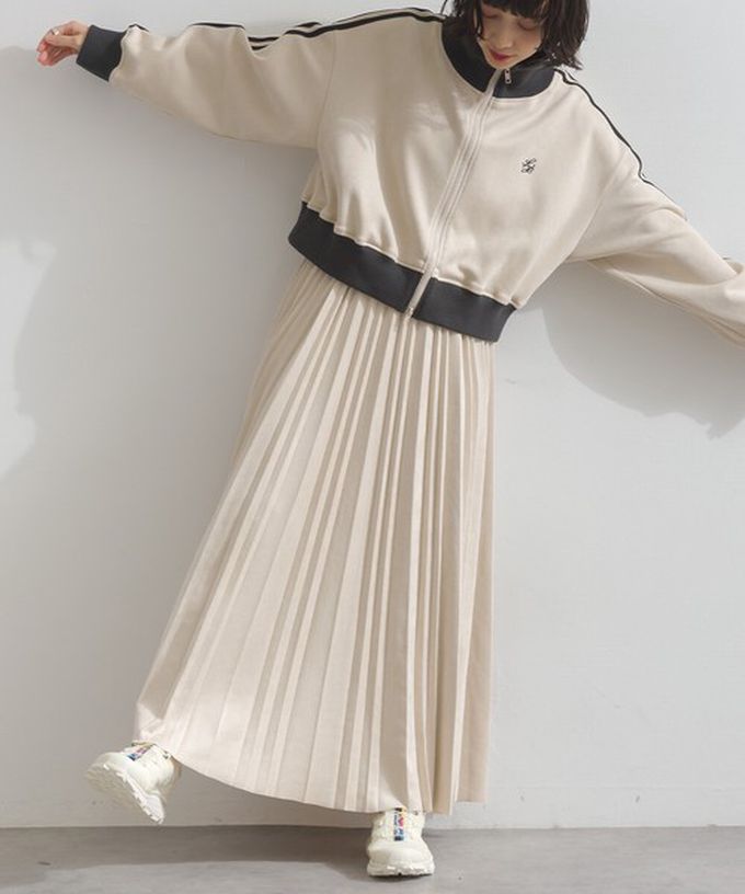 日本 ELENCARE DUE - 俐落低調麂皮百褶長裙-煙燻黃