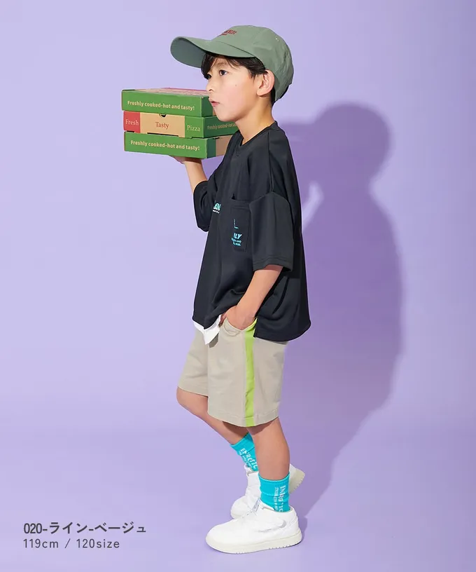 日本 devirock - 夏日印花純棉寬版短褲-BUZZ-黑