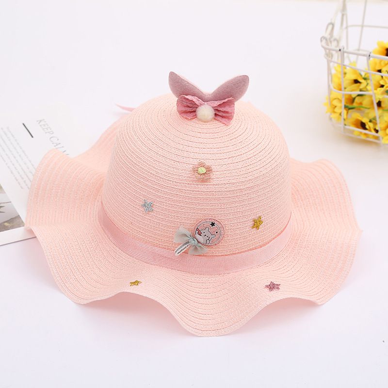 日系沙灘波浪邊草帽/遮陽帽-藍色 (建議2-6歲)