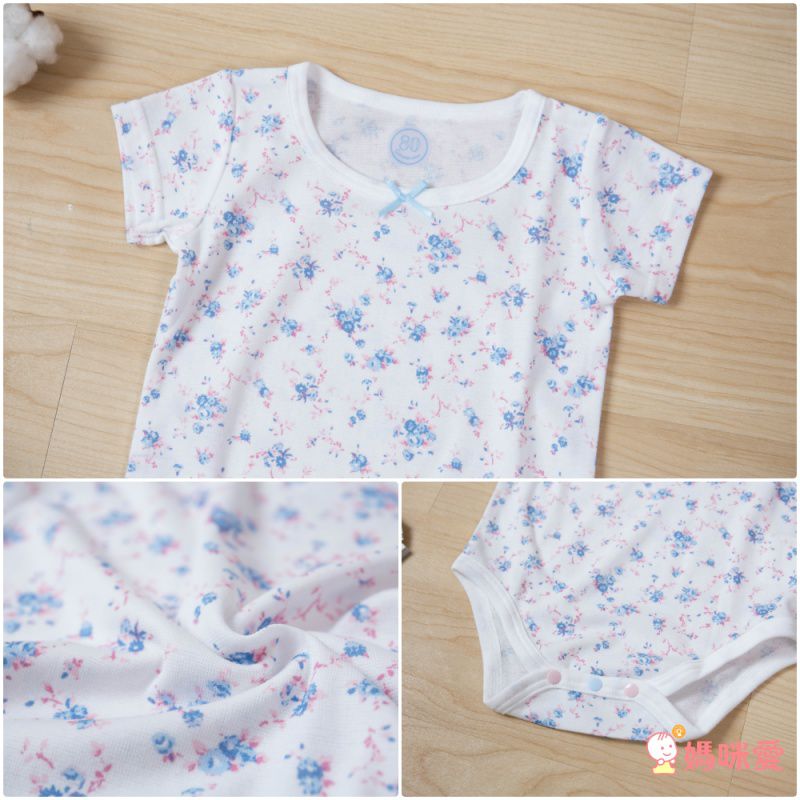 日本 Combi - mini系列-涼感短袖包屁衣-小紫花