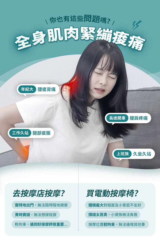 3ZeBra - 溫揉枕｜無線溫感按摩枕-灰藍色