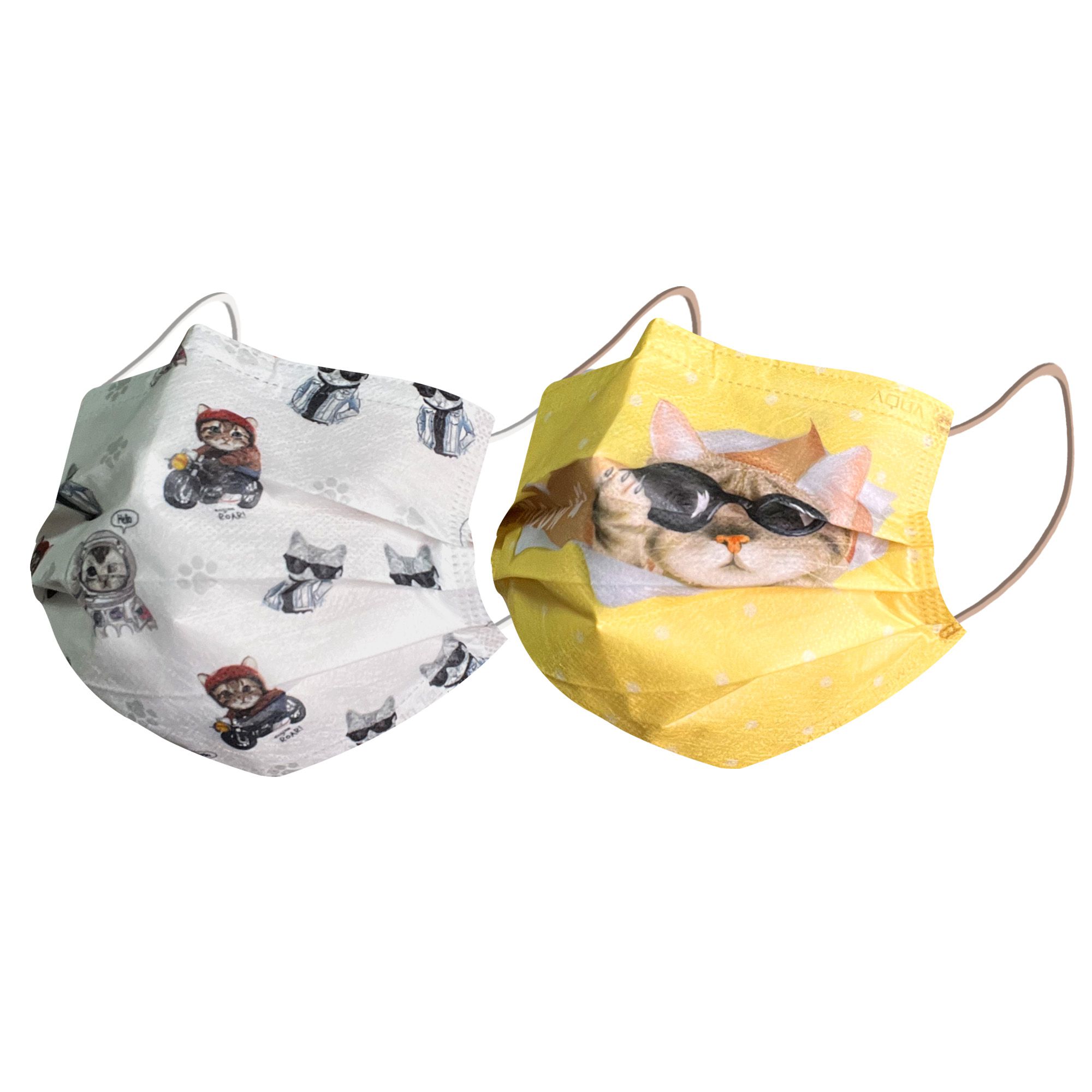 MODACore 摩達客 - 水舞醫用口罩-MIT+MD雙鋼印-Meow咪人生-搖滾貓、偷看貓-2盒組(30入/盒)