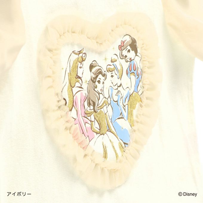 日本 BRANSHES - 迪士尼限定 夢幻雪紡短袖上衣-公主大集合-米黃
