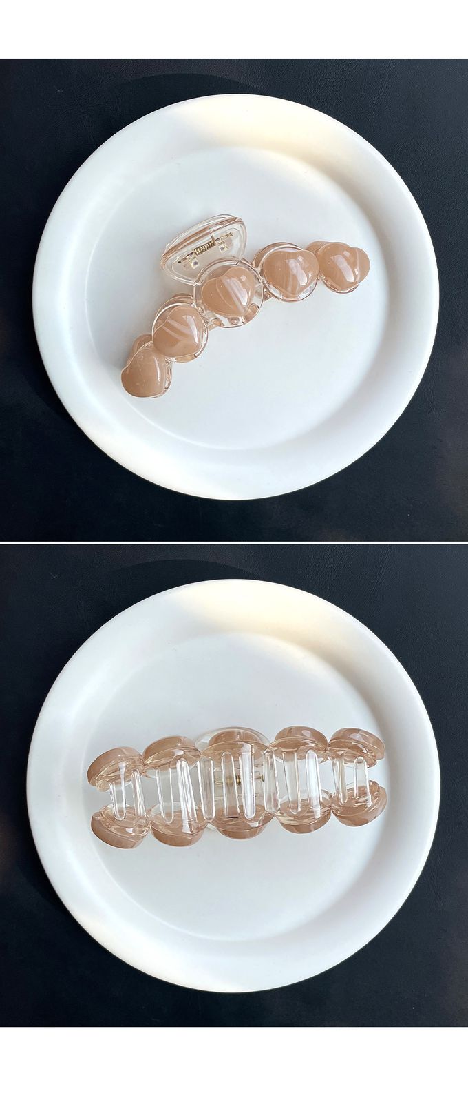 韓國 Soo&Soo - 正韓製果凍透明感髮夾/抓夾-卡其