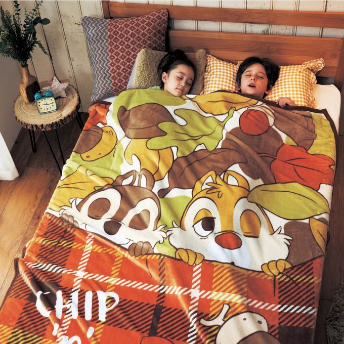 日本千趣會 - 迪士尼印花 輕量保暖毛毯/蓋毯-奇奇蒂蒂冬眠 (一般單人(140×200cm))