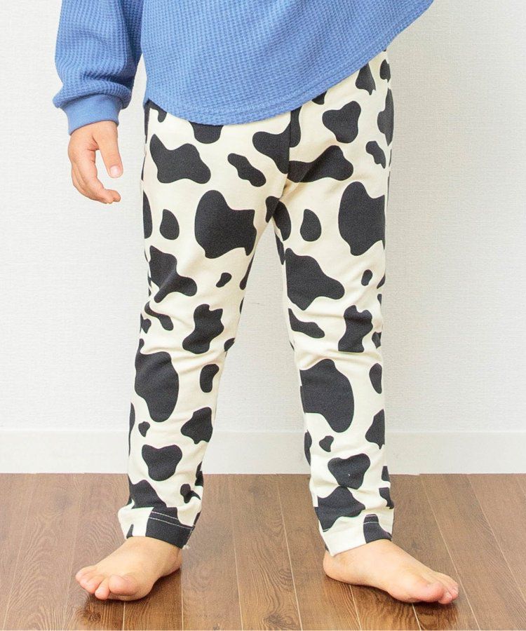 日本 BREEZE - 休閒百搭鬆緊長褲(9分丈)-碎花-淺鵝黃