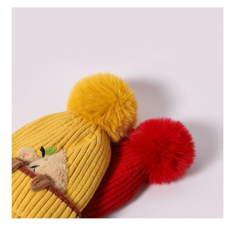 小熊圍脖毛帽組-橘色 (帽圍50-54CM/建議年齡3-8歲)