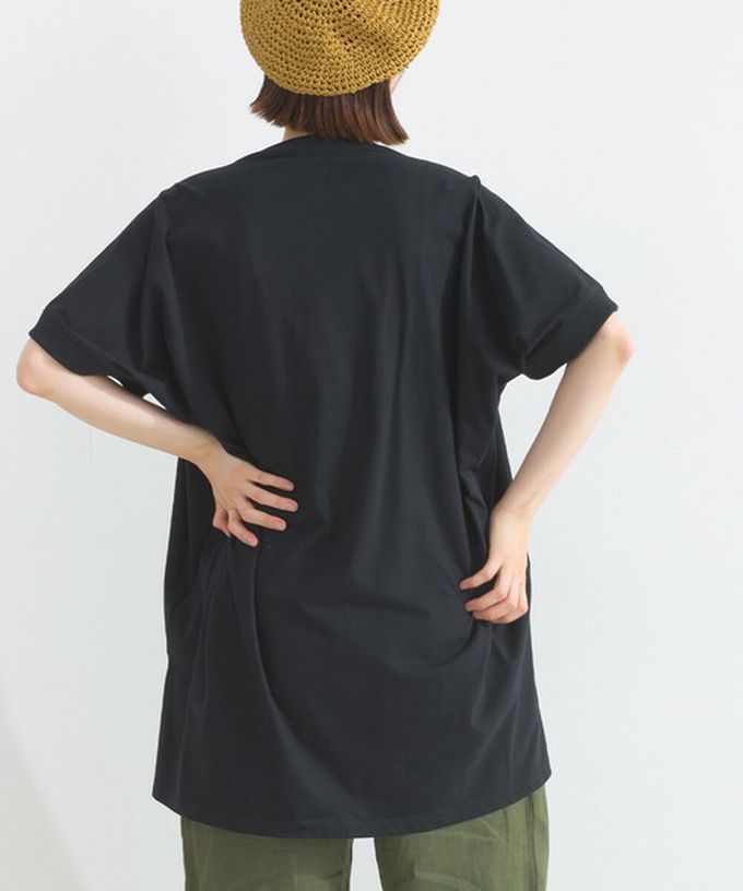 日本 Lupilien - 療癒休閒感落肩長版T恤-貓咪照片-寶藍