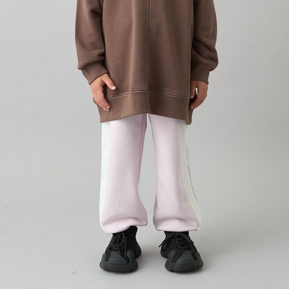 吸水速乾側邊條休閒運動長褲-淺粉紅