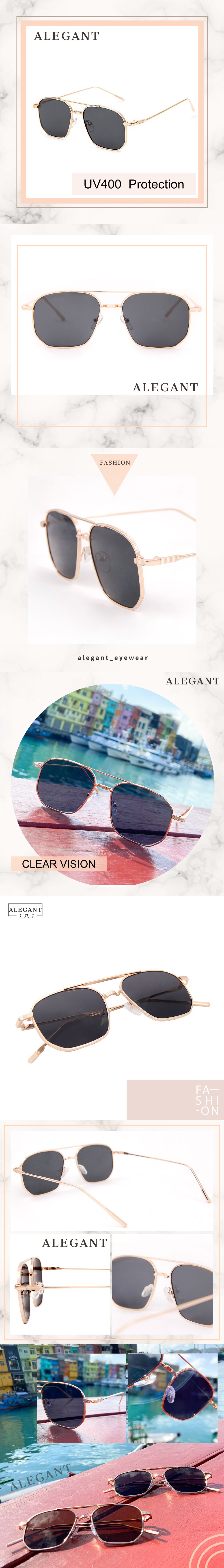 ALEGANT - 歐美輕奢星空黑雙樑設計飛官款墨鏡│UV400太陽眼鏡