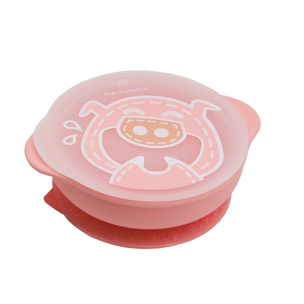 動物樂園幼兒自主學習吸盤碗含蓋-粉紅豬(粉)