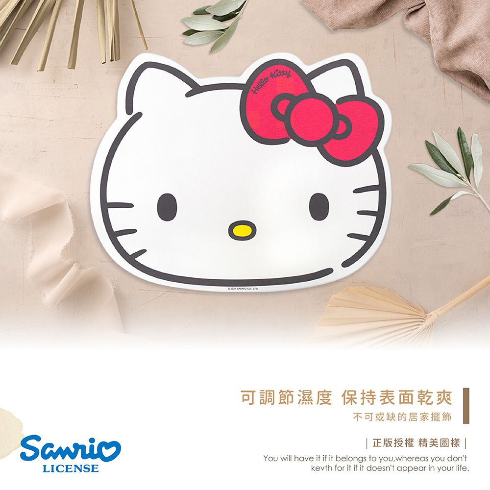 三麗鷗Sanrio 凱蒂貓 大臉造型 硬式珪藻土吸水地墊 腳踏墊 吸水墊 40x50
