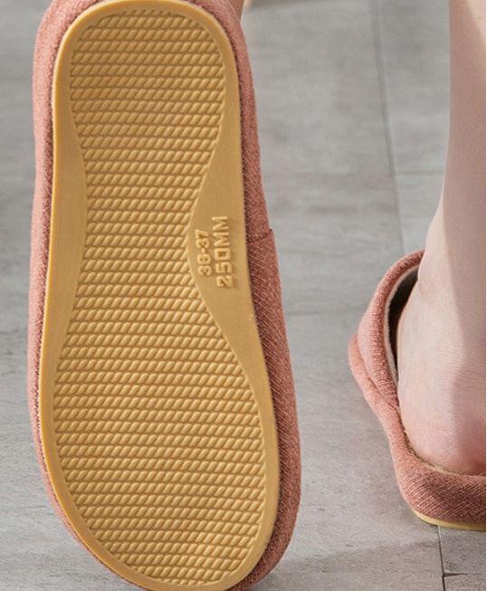 亞麻室內拖鞋-厚底-藍綠色