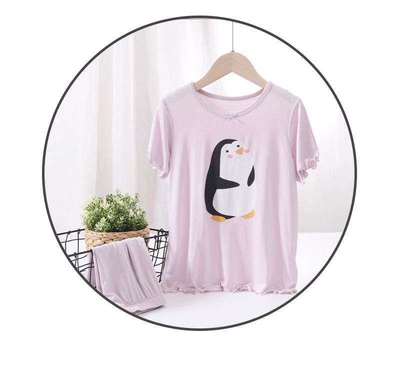 MAMDADKIDS - 莫代爾涼感短袖套裝/家居服-滿滿小企鵝-紫色