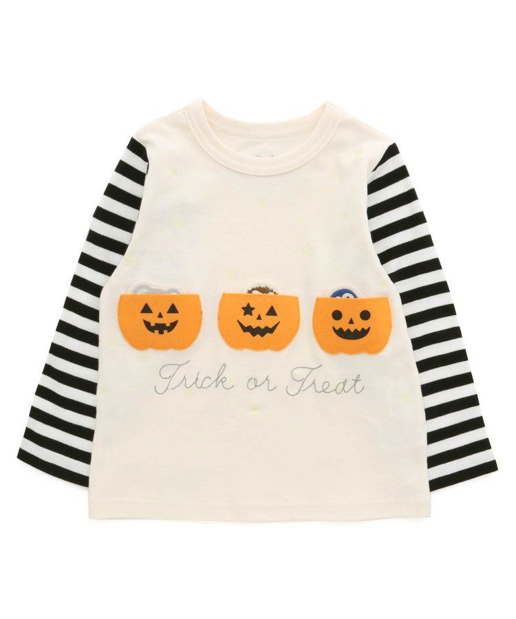 日本 BIT'Z - 萬聖節立體造型拼接長袖上衣-南瓜-白