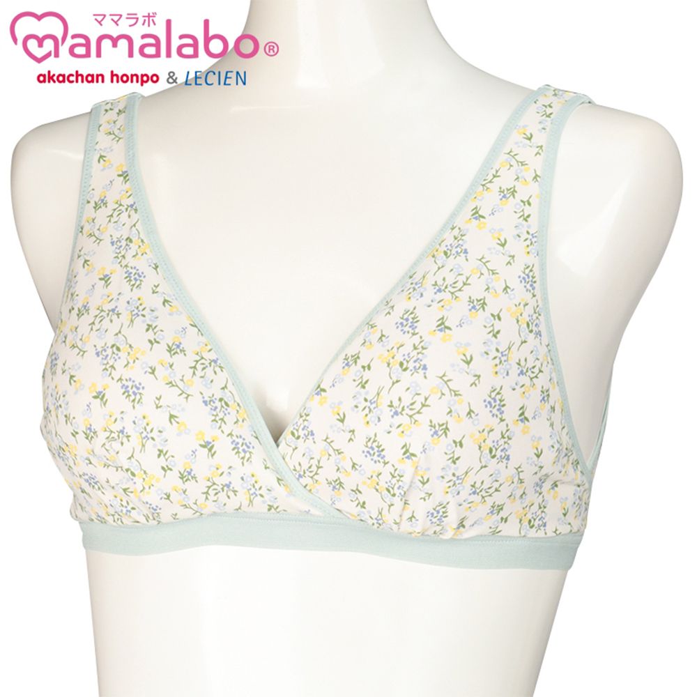 輕鬆哺乳半截式內衣-鉤扣款 小花-綠色