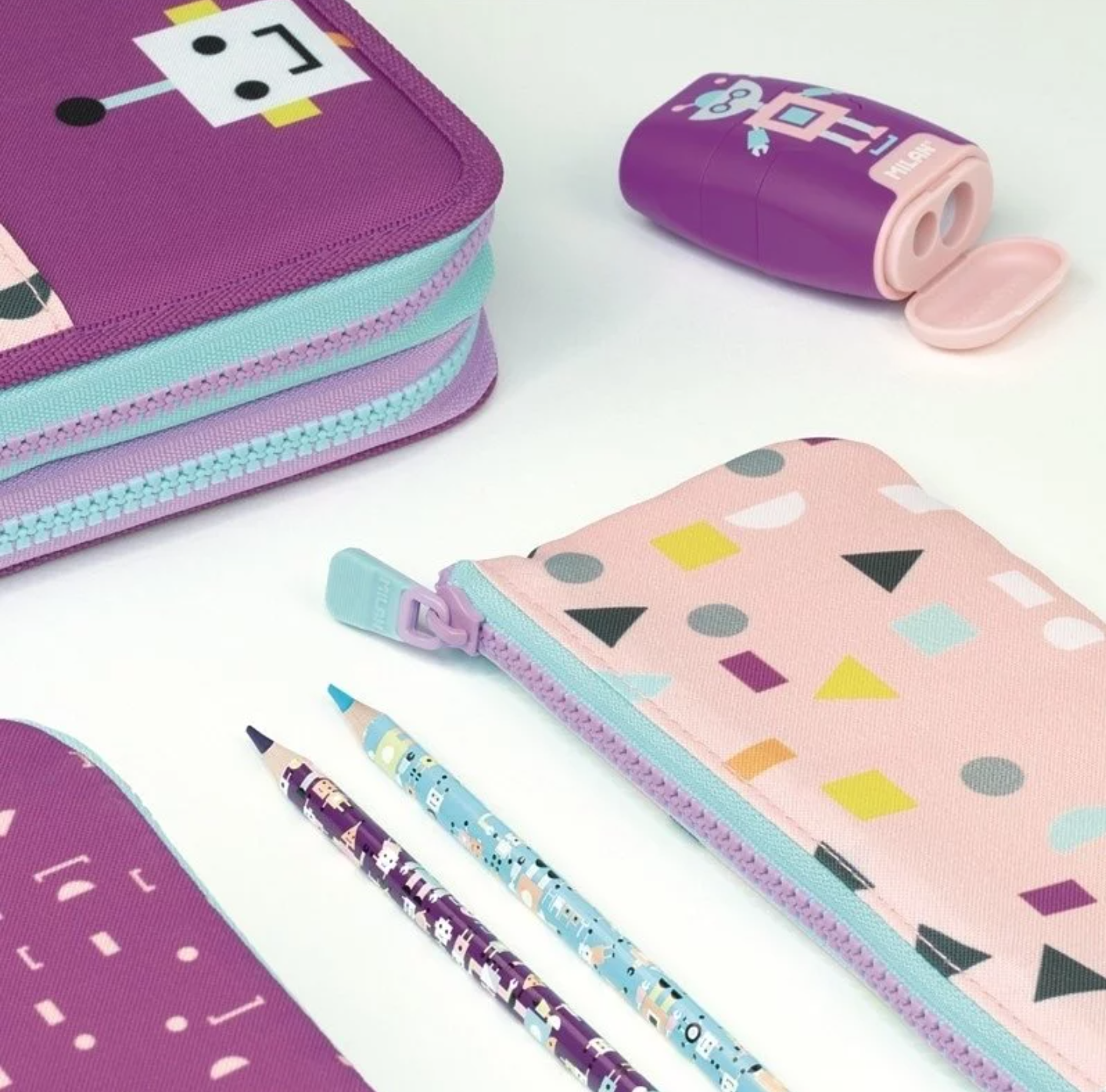MILAN - 單口式筆袋_快樂機器人_粉(不含筆)