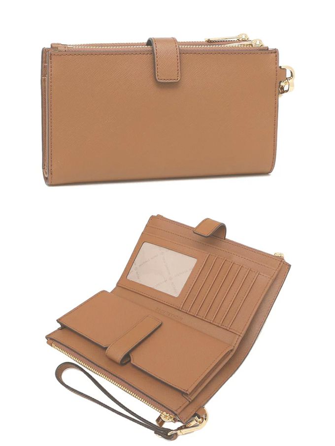 MICHAEL KORS - 防刮皮革雙層手機長夾 (奶茶)