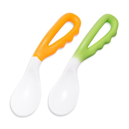 JoyNa - 2隻裝-彎曲湯匙 嬰兒勺 學習餐具 輔食勺 副食品湯匙-彎形湯匙組