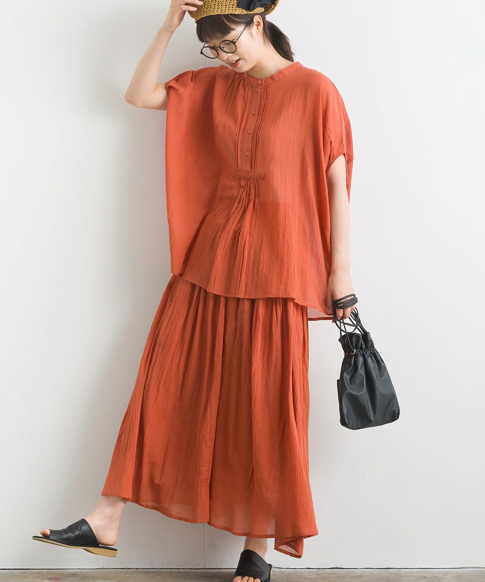 日本女裝代購 - 100%印度棉 空氣感落肩短袖上衣-淺卡其